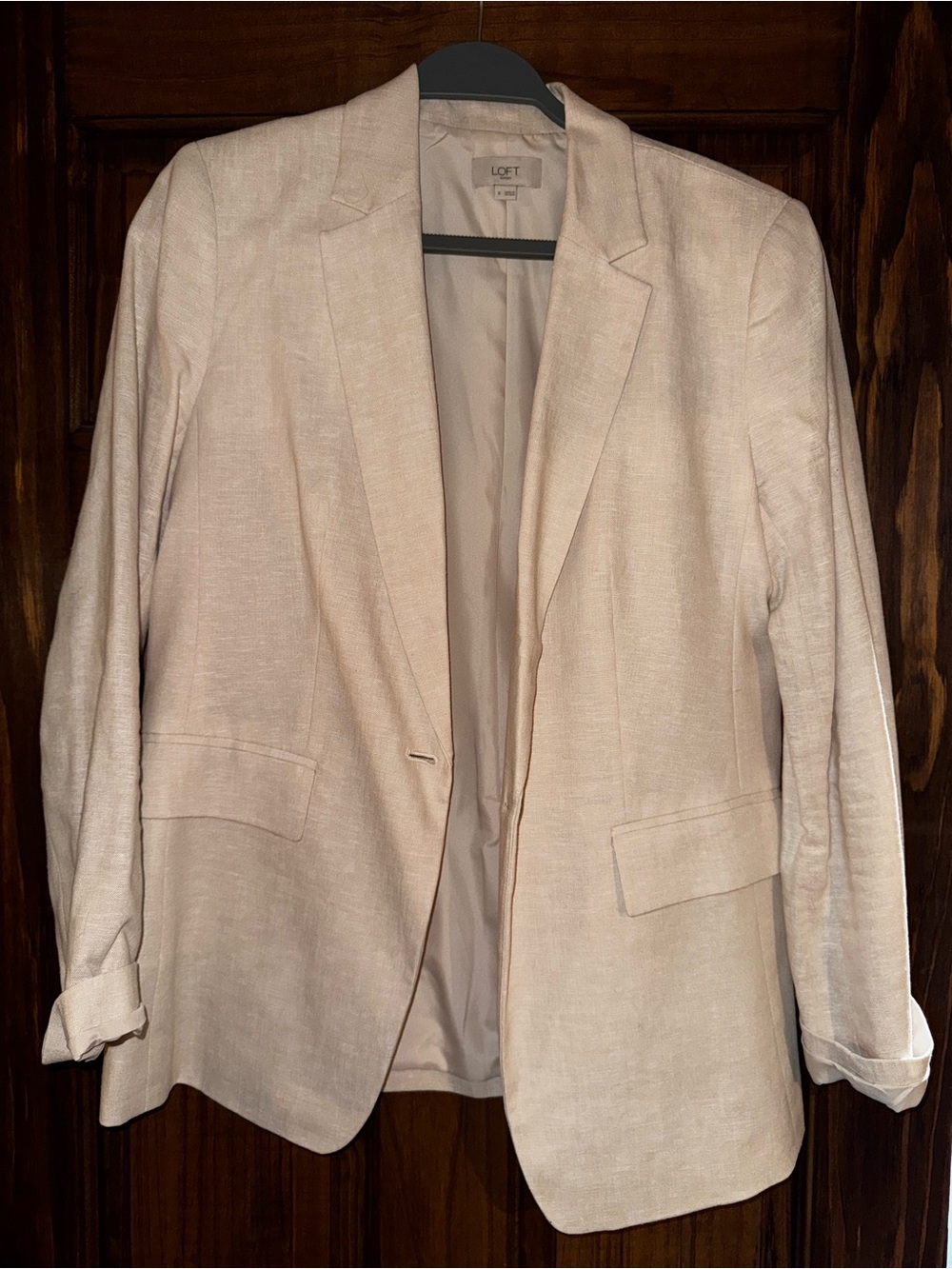 LOFT Light Beige Linen-Blend Tailored Blazer